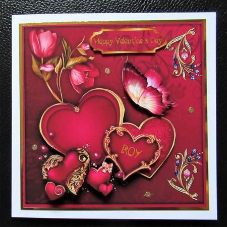 Valentine's Hearts Galore Card Front with Step by Step by Davina Rundle