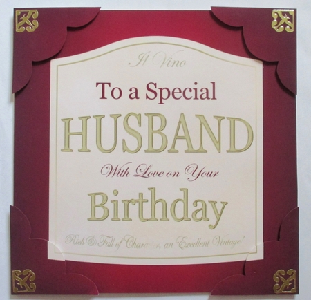 8 x 8 Birthday Husband Wine Label Scalloped Corner Topper by Davina Rundle