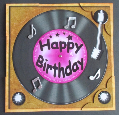 8 x 8 Happy Birthday Record Scalloped corner Topper by Davina Rundle