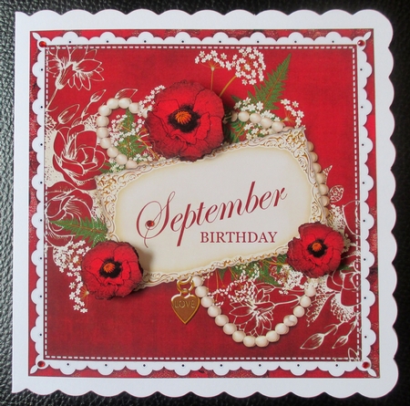 Red Giant Poppy September 8in Vintage Decoupage Topper by Davina Rundle