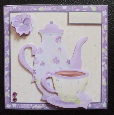 Afternoon Tea Card Front with Decoupage and Sentiment Tags by Davina Rundle