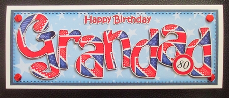 Uk Flag Birthday Grandad Large Dl Quick Card 3D Decoupage by Davina Rundle