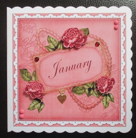 Cerise Roses January 8in Vintage Decoupage Topper by Davina Rundle
