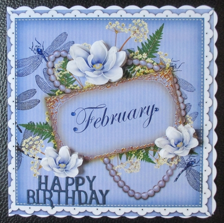 Blue Magnolia February 8in Vintage Decoupage Topper by Davina Rundle