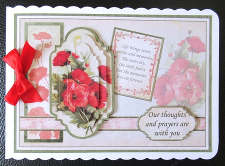 Vintage Sympathy Poppies Card Topper & Pyramage by Davina Rundle