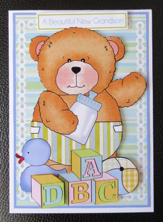 Building Blocks - Baby Boy Teddy with Duck by Davina Rundle