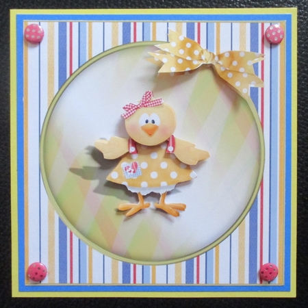 Little Chick 8x8 Card Front Topper with Decoupage by Davina Rundle