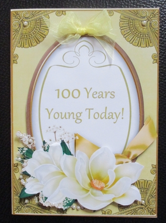 Lemon Magnolia 100 Years Young Oval 7x5in Topper by Davina Rundle