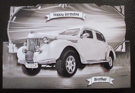 Black and White Vintage Car Over the Edge by Davina Rundle