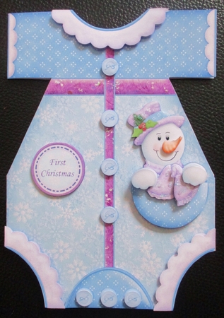 First Christmas Snowman Romper Shaped Card Mini Kit by Davina Rundle