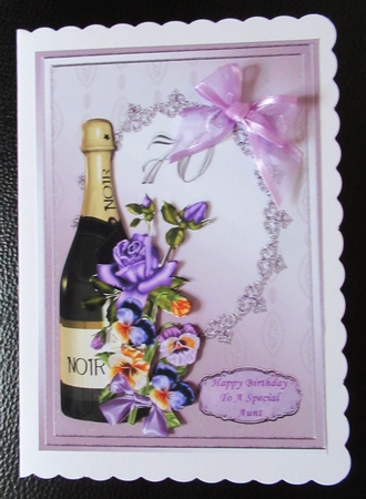 Champagne and Flowers 70th Birthday Decoupage Card. Comes W by Davina Rundle