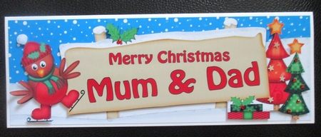 Xmas Mum & Dad Robin Signpost Lge Dl Decoupage by Davina Rundle