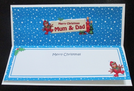 Xmas Mum & Dad Robin Signpost Large Dl Insert by Davina Rundle