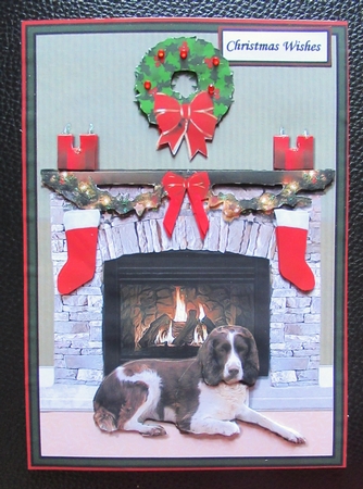 Springer Spaniel Christmas Fire Place Scene by Davina Rundle