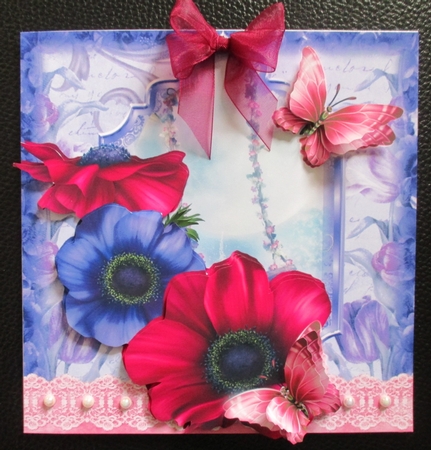 Beautiful Anemone Floral Card Front by Davina Rundle