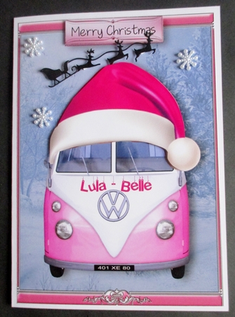 Vw Camper Van Merry Christmas - Pink by Davina Rundle