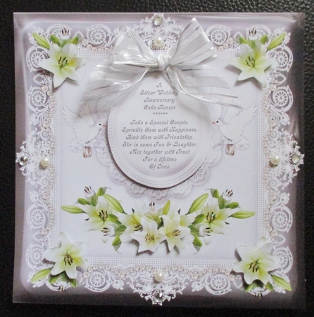 A Silver Wedding Anniversary Cake Recipe (2) 8x8 Card Topper by Davina Rundle