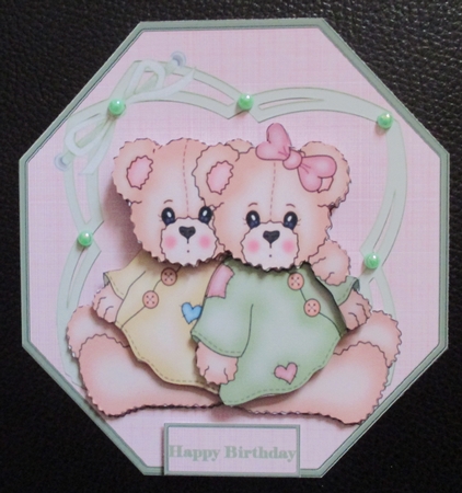 Teddy Bear Friends Card with Decoupage by Davina Rundle