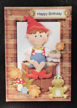 Little Gnome Sitting on a Tree Stump by Davina Rundle