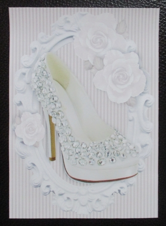 Pretty Diamond Shoes with White Roses in Ornate Frame by Davina Rundle
