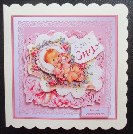 Vintage Baby Girl Card and Decoupage by Davina Rundle