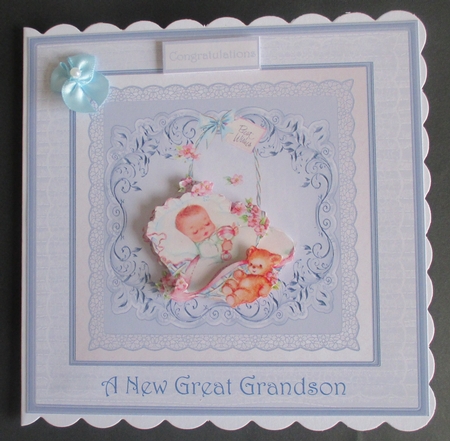 Vintage Baby Boy Card with Decoupage by Davina Rundle