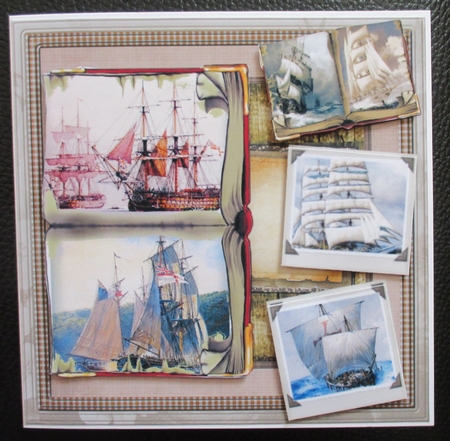 Vintage Sailing Ships Card with Toppers for Depth by Davina Rundle