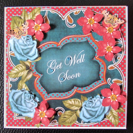 Peacock Sun Fmk Get Well Soon 7in Fancy Decoupage Topper by Davina Rundle