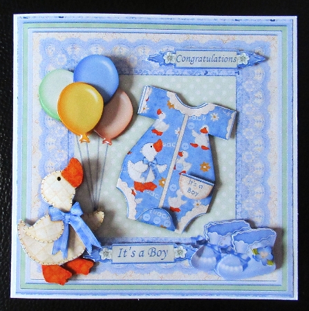 New Baby Boy Romper Suit 8x8 Mini Kit & Decoupage by Davina Rundle