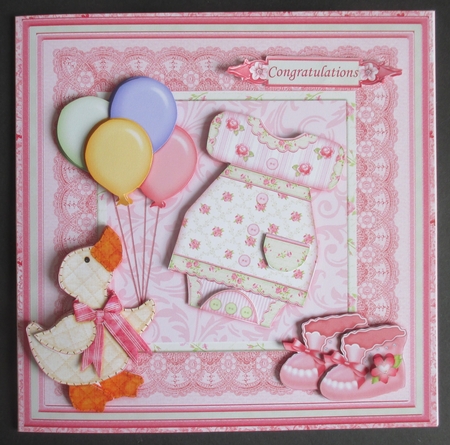 New Baby Girl Romper Dress 8x8 Mini Kit & Decoupage by Davina Rundle