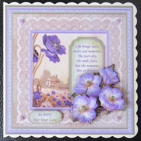 Sympathy Poppies in Purple 8x8 Mini Kit & Decoupage by Davina Rundle