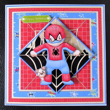 Spider Hero Andy Birthday Boy 8x8 Mini Kit & Decoupage by Davina Rundle
