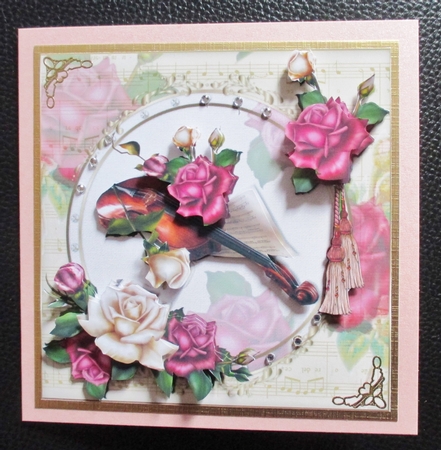 8x8 Violin with Roses Mini Kit by Davina Rundle