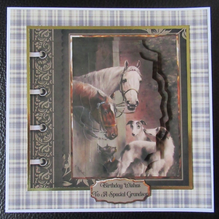 Two Horses and Dogs Card with Shaped Layers by Davina Rundle