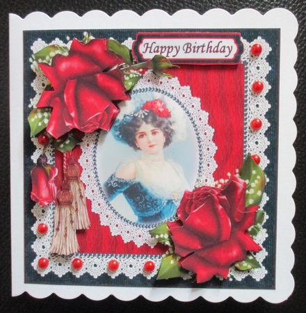 Cameo Vintage Lady with Red Roses by Davina Rundle