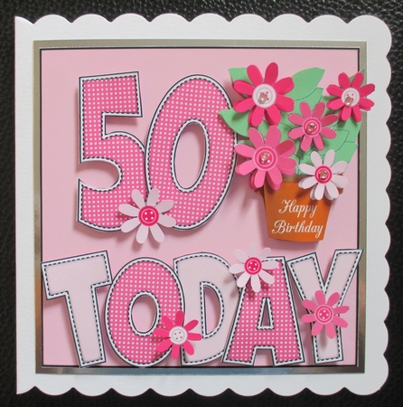 'any Age' with Pink Flowers in Pot Card Kit by Davina Rundle