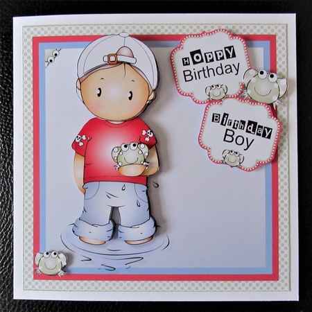 Andy with Frogs Card Topper Mini Kit by Davina Rundle