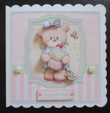 Cupcake Bella Birthday Card Topper & Decoupage by Davina Rundle