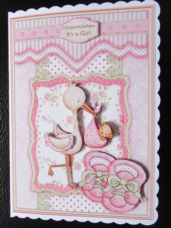 Here Comes the Baby New Baby Girl Topper & Decoupage by Davina Rundle