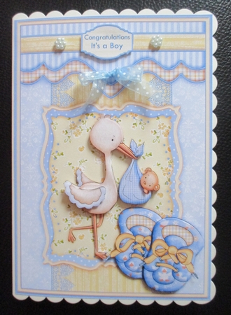 Here Comes the Baby New Baby Boy Topper & Decoupage by Davina Rundle
