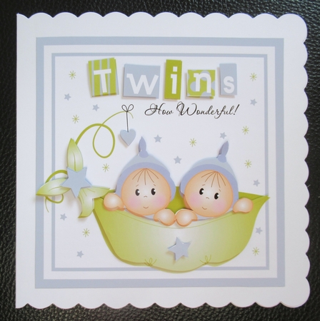 Twin Boys Card Topper by Davina Rundle
