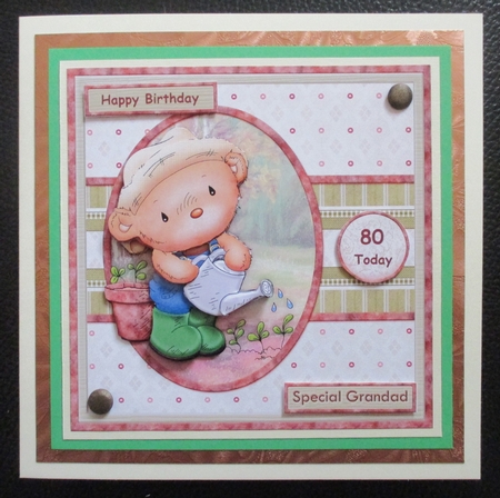 Seedling Ted the Gardener Card Topper & Decoupage by Davina Rundle
