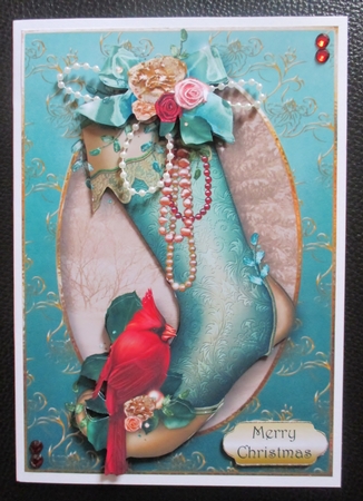 Red Cardinal Vintage Stocking by Davina Rundle