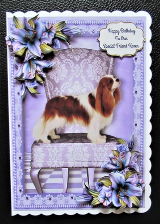 Cavalier King Charles Spaniel & Purple Lilies by Davina Rundle