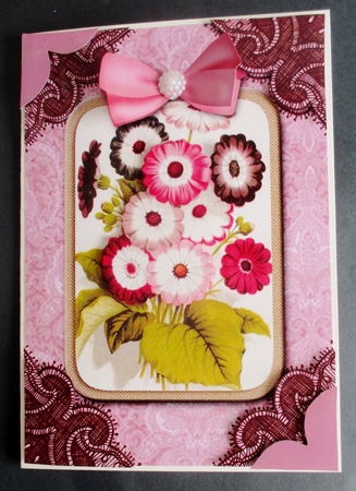 Colourful Daisies A5 Decoupage Card Front Step by Step by Davina Rundle