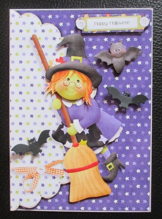 Fly by Night Halloween Scalloped Edge Faux Envelope Card by Davina Rundle