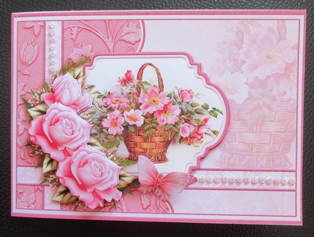 Pink Rose Basket Card Topper & Decoupage by Davina Rundle