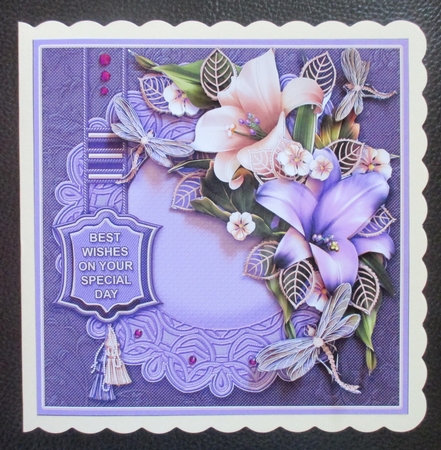 Purple and White Lilies on a Celtic Mat Decoupage by Davina Rundle