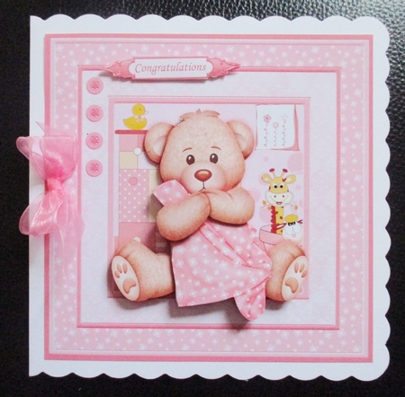 New Baby Girl Baby Blanket 8x8 Mini Kit & Decoupage by Davina Rundle