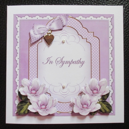 Lilac Magnolia in Sympathy Fancy 7in Decoupage Topper by Davina Rundle